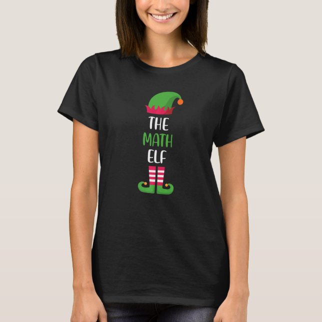 Math Teacher Elf Family Matching Group Christmas P T-Shirt (Front)