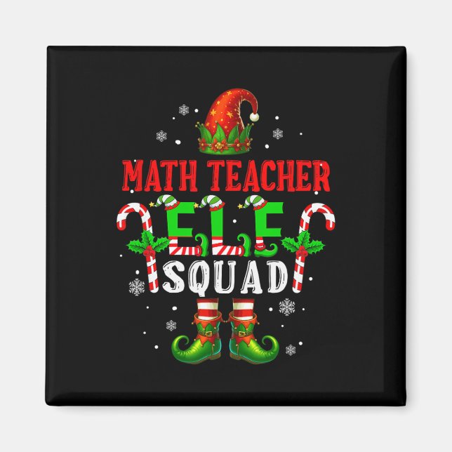 Math Teacher Elf Squad Xmas Elf Hat Shoes Funny Jo Magnet (Front)