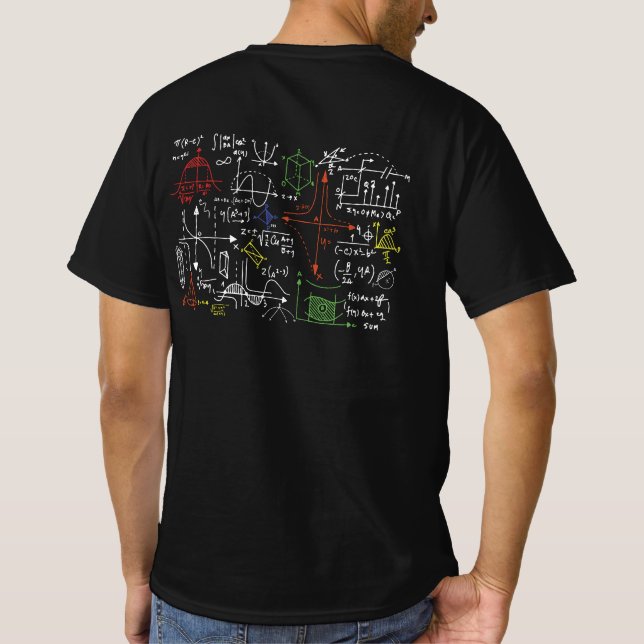 Math Teacher Formulas Cheat Sheet Cool Geek Nerd T-Shirt (Back)