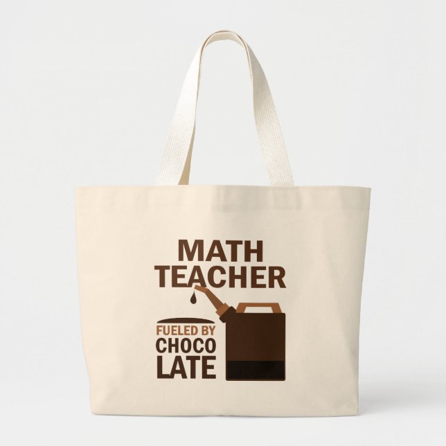 Math Teacher (Funny) Chocolate Large Tote Bag (Front)