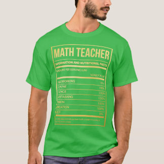 Math Teacher Funny Mathematics Nutrition Label in T-Shirt