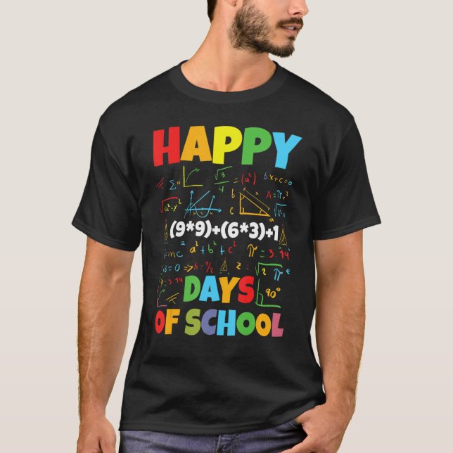 Math Teacher Happy 100th Day of School Equation Te T-Shirt (Front)