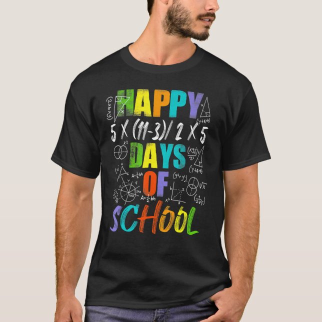 Math Teacher Happy 100th Day of School Equations 1 T-Shirt (Front)