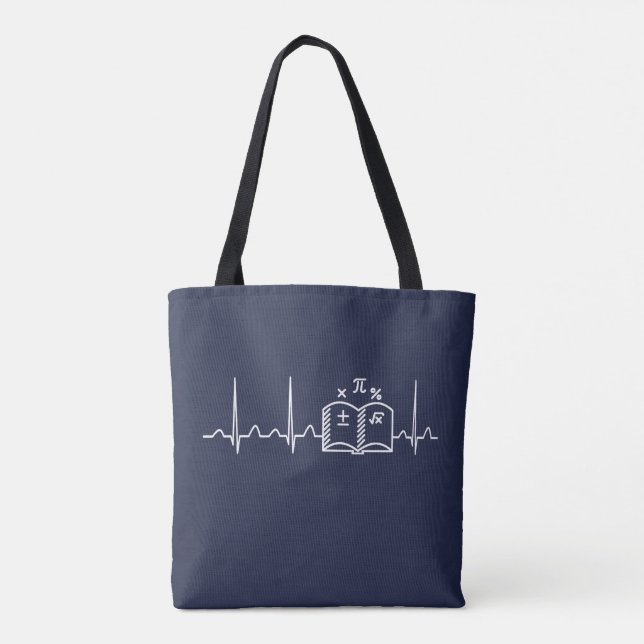 Math Teacher Heartbeat V2 Tote Bag (Back)