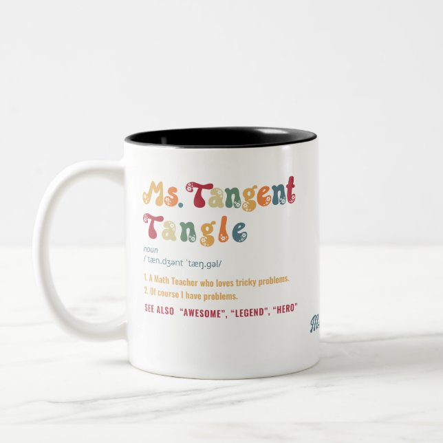 Math Teacher Humour Pun Definition Personalised Two-Tone Coffee Mug (Left)