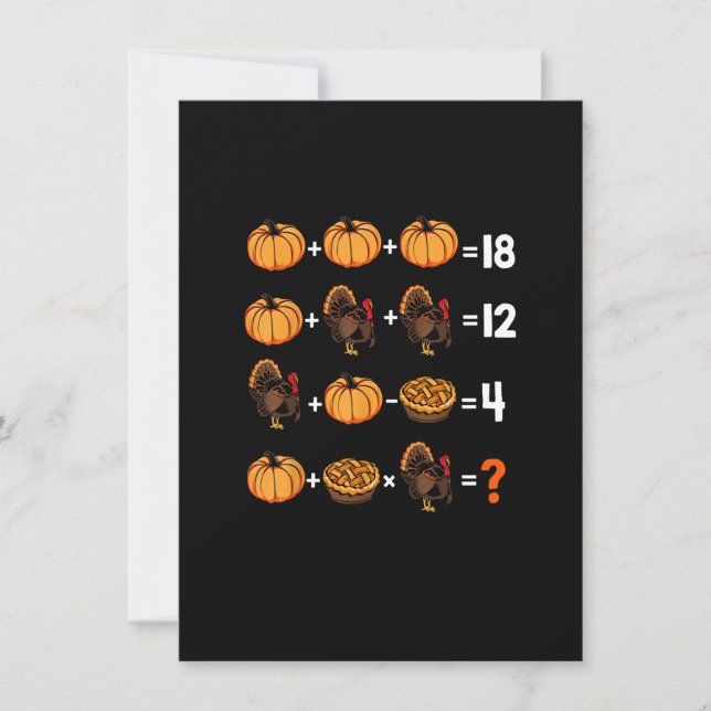 Math Teacher Humour Thanksgiving Weekend Order Of  Invitation (Front)
