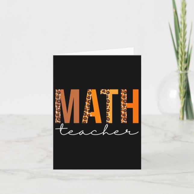 Math Teacher Leopard Squad Cute Fall Autumn Thanks Card (Front)