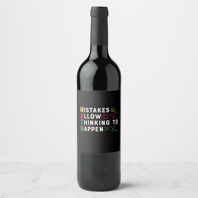 Math Teacher Math Allow Happen Wine Label (Front)
