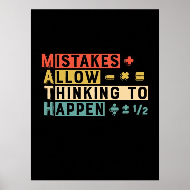 Math Teacher Math Thinking To Happen Poster (Front)