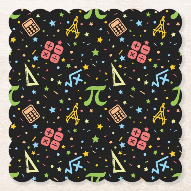 Math Teacher - Mathematics Data Geek Symbols Paper Coaster (Front)