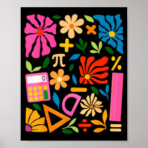 Math Teacher Mathematics Pi Day Boho Floral Back T Poster