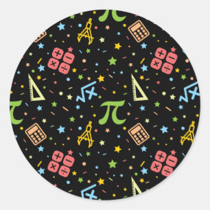 Math Teacher - Mathematics Symbols Pattern Classic Round Sticker
