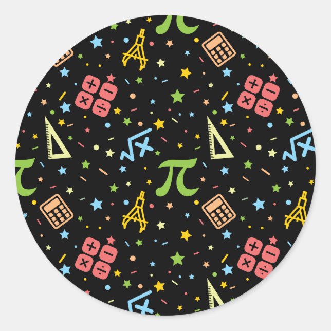 Math Teacher - Mathematics Symbols Pattern Classic Round Sticker (Front)