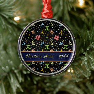 Math Teacher - Mathematics Symbols Pattern Metal O Metal Ornament