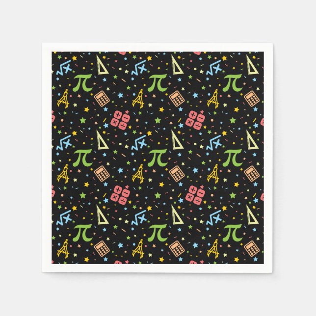 Math Teacher - Mathematics Symbols Pattern Napkin (Front)