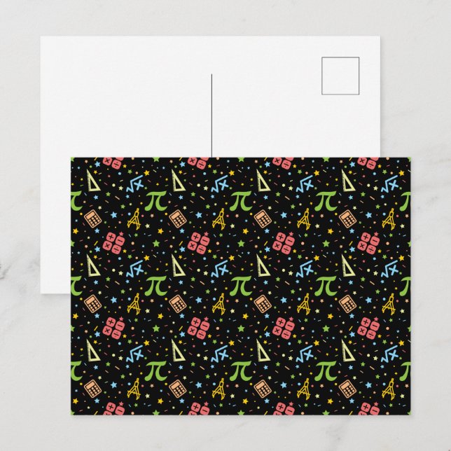 Math Teacher - Mathematics Symbols Pattern Postcard (Front/Back)
