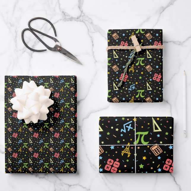Math Teacher - Mathematics Symbols Pattern Wrapping Paper Sheet (Front)