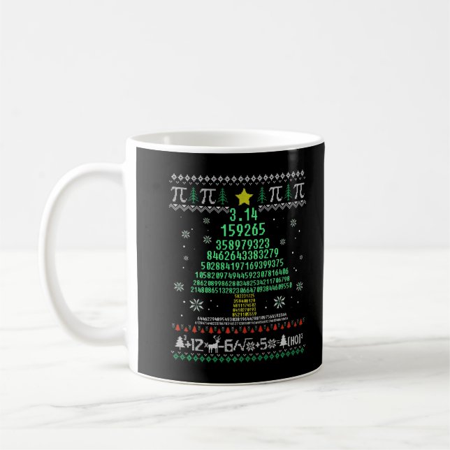 Math Teacher Merry Christmath Pi Tree Lights Ugly  Coffee Mug (Left)