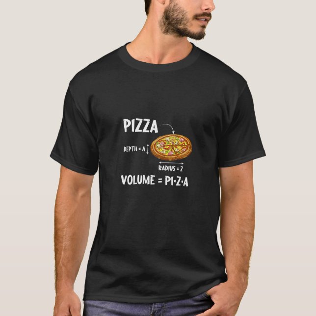 Math Teacher Nerd Pizza  Volume Formula Geek T-Shirt (Front)