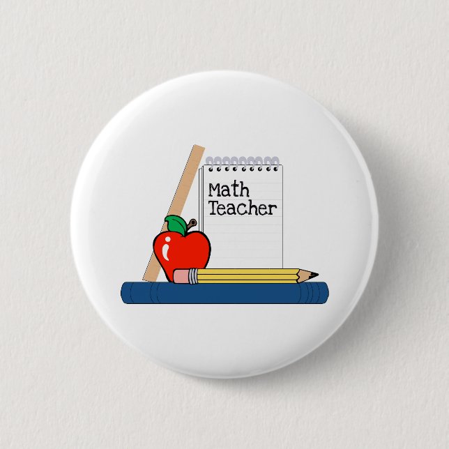 Math Teacher (Notebook) 6 Cm Round Badge (Front)