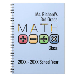 Math Teacher    Personalised Arithmetic Symbols Notebook