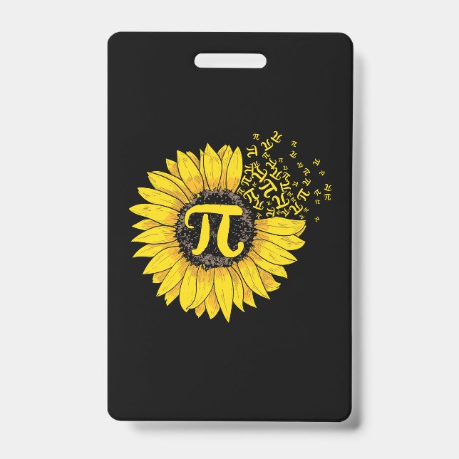 Math Teacher Pi Number Sunflower ID Badge (Front)