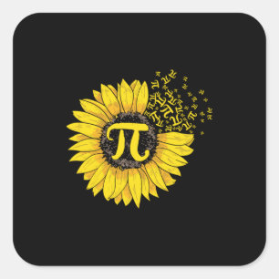 Math Teacher Pi Number Sunflower Square Sticker