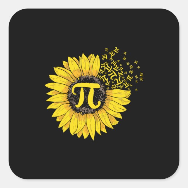Math Teacher Pi Number Sunflower Square Sticker (Front)