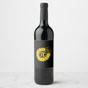 Math Teacher Pi Number Sunflower Wine Label