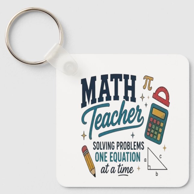 Math Teacher Problem Solver Key Ring (Front)