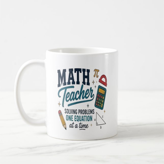 Math Teacher Problem Solver Personalised Name Coffee Mug (Left)