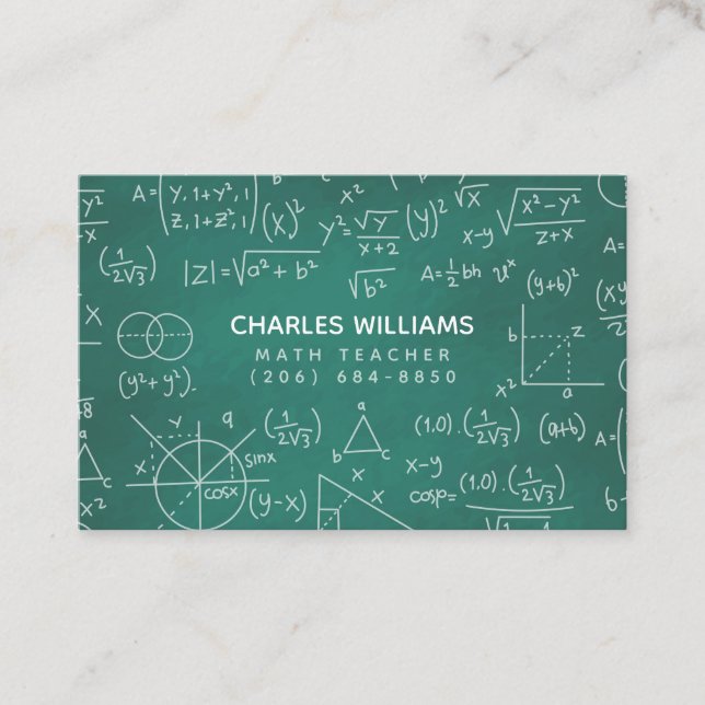 Math Teacher School Chalkboard Calling Card (Front)