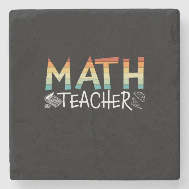 Math Teacher Stone Coaster (Front)