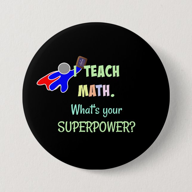 Math Teacher, Superhero 7.5 Cm Round Badge (Front)