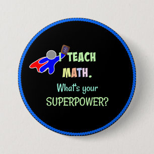 Math Teacher, Superhero 7.5 Cm Round Badge