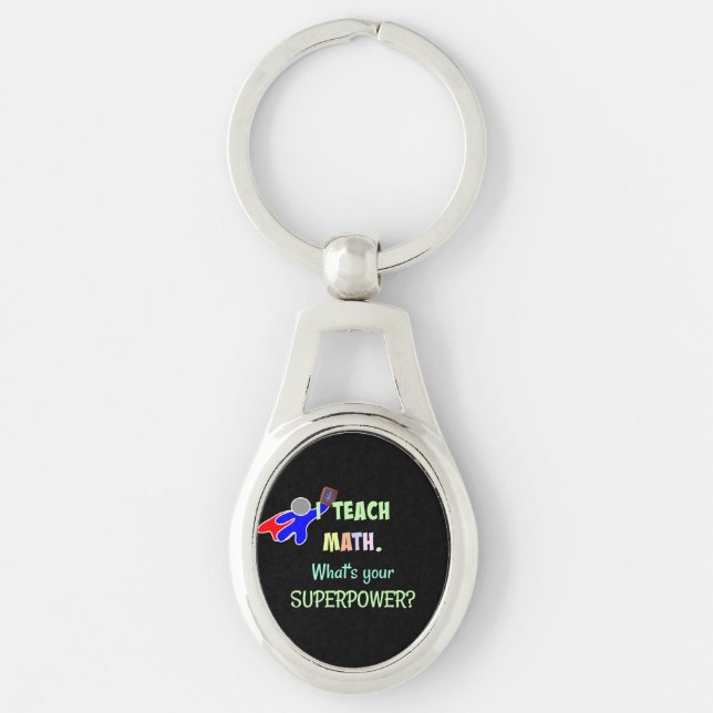 Math Teacher, Superhero Key Ring (Front)
