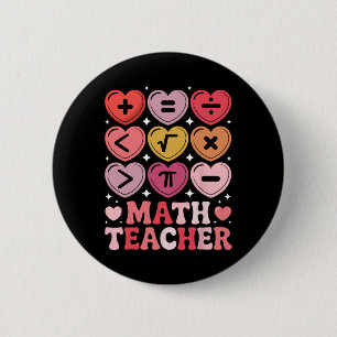 Math Teacher Valentine's Day Math Operation Symbol 6 Cm Round Badge