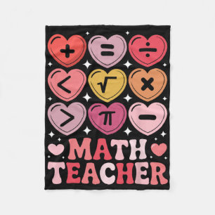 Math Teacher Valentine's Day Math Operation Symbol Fleece Blanket