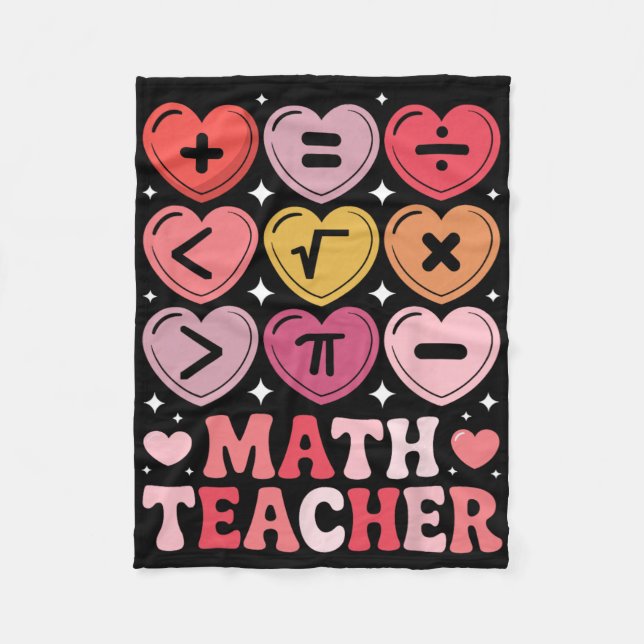 Math Teacher Valentine's Day Math Operation Symbol Fleece Blanket (Front)