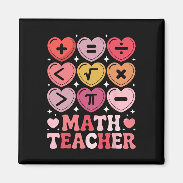 Math Teacher Valentine's Day Math Operation Symbol Magnet (Front)