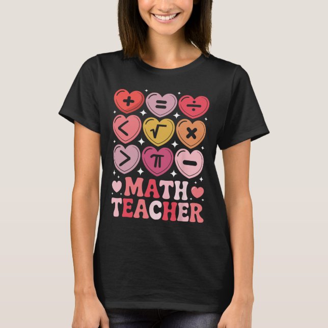 Math Teacher Valentine's Day Math Operation Symbol T-Shirt (Front)