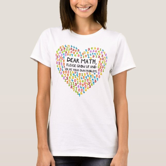 Math Teacher's Funny Numeric Heart Classroom T-Shirt (Front)