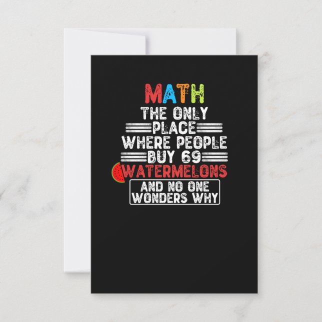 Math The Only Place Where People Buy 69 Watermelon Thank You Card (Front)