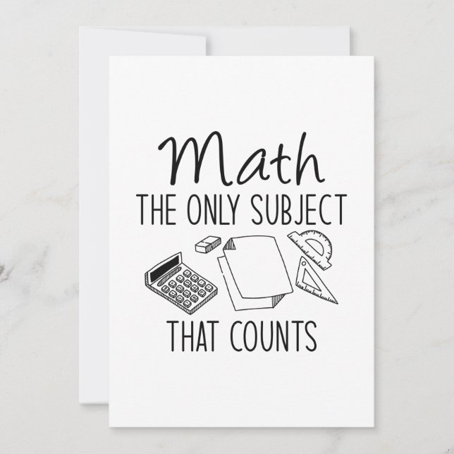 Math The Only Subject That Counts Thank You Card (Front)