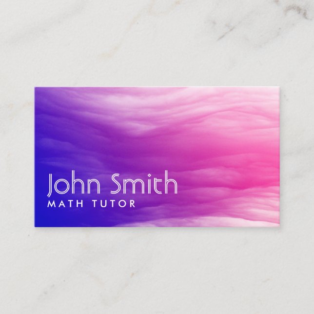 Math Tutor Elegant Colourful Clouds Business Card (Front)