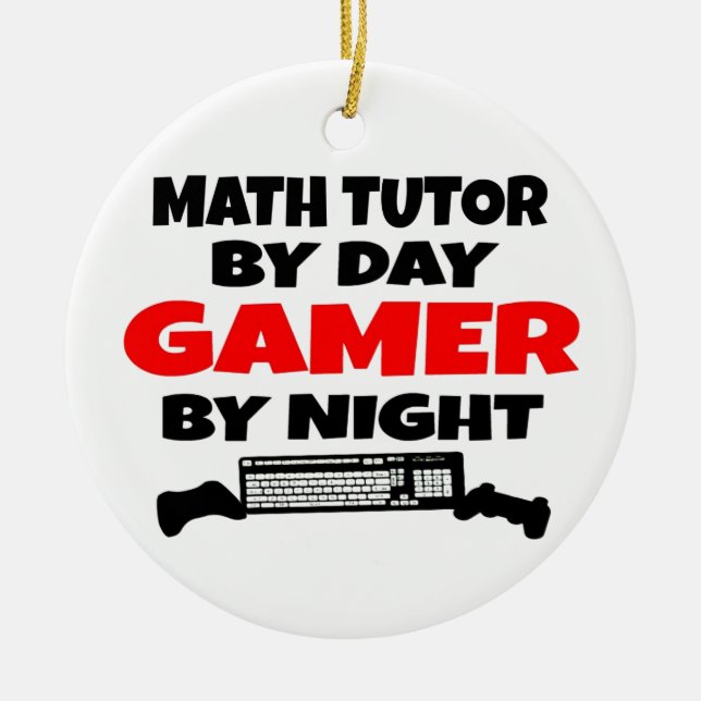Math Tutor Gamer Ceramic Tree Decoration (Front)