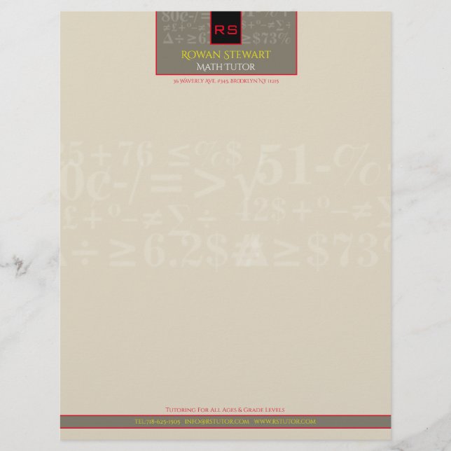 Math Tutor Letterhead (Front)