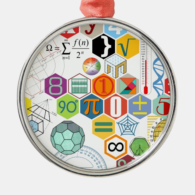 Math (white) metal ornament (Front)