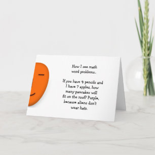 Math Word Problems Funny Math Joke Teacher Humour Card