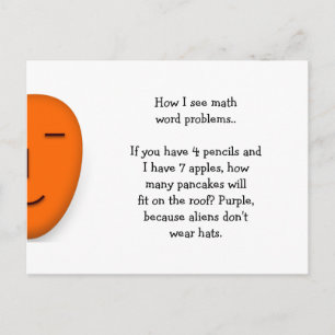 Math Word Problems.. Funny Send a Smile Postcard